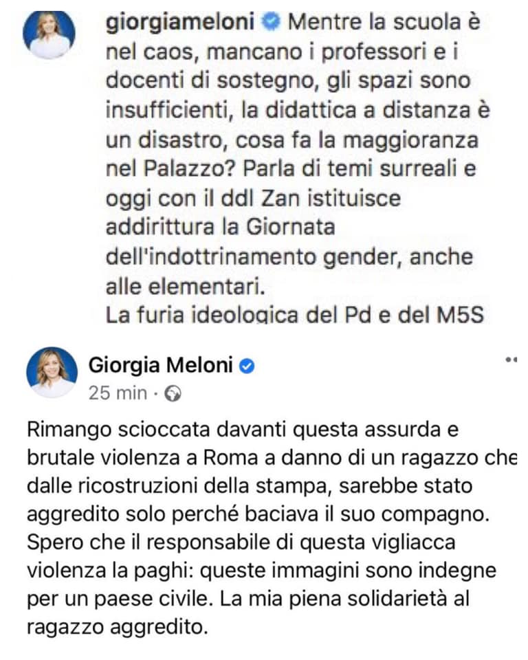 Maiorino (M5S) smaschera l'ipocrisia di Lega e FDI sul DDL Zan: "Calendarizziamolo subito al Senato" - Giorgia Meloni - Gay.it