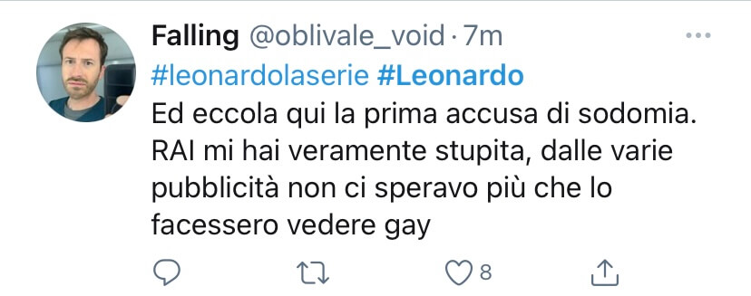 Leonardo, social impazziti per la rappresentazione gay di Da Vinci: "Amore senza censure, brava Rai" - Leonardo gay Twitter 2 - Gay.it