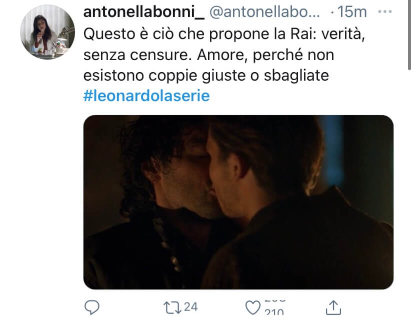 Leonardo, social impazziti per la rappresentazione gay di Da Vinci: "Amore senza censure, brava Rai" - Leonardo gay Twitter 7 - Gay.it