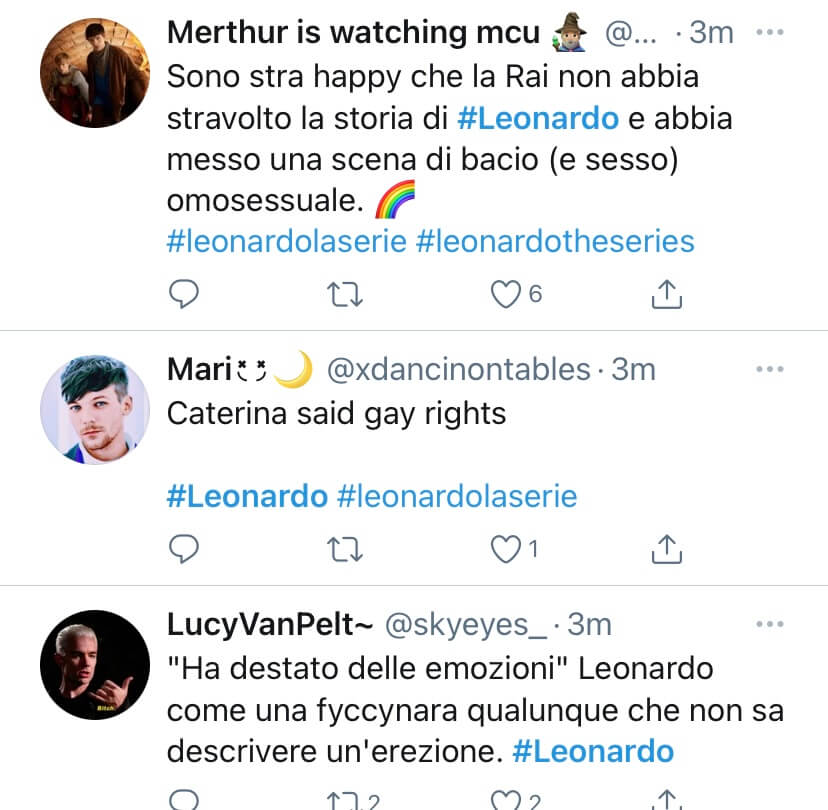 Leonardo, social impazziti per la rappresentazione gay di Da Vinci: "Amore senza censure, brava Rai" - Leonardo gay Twitter - Gay.it