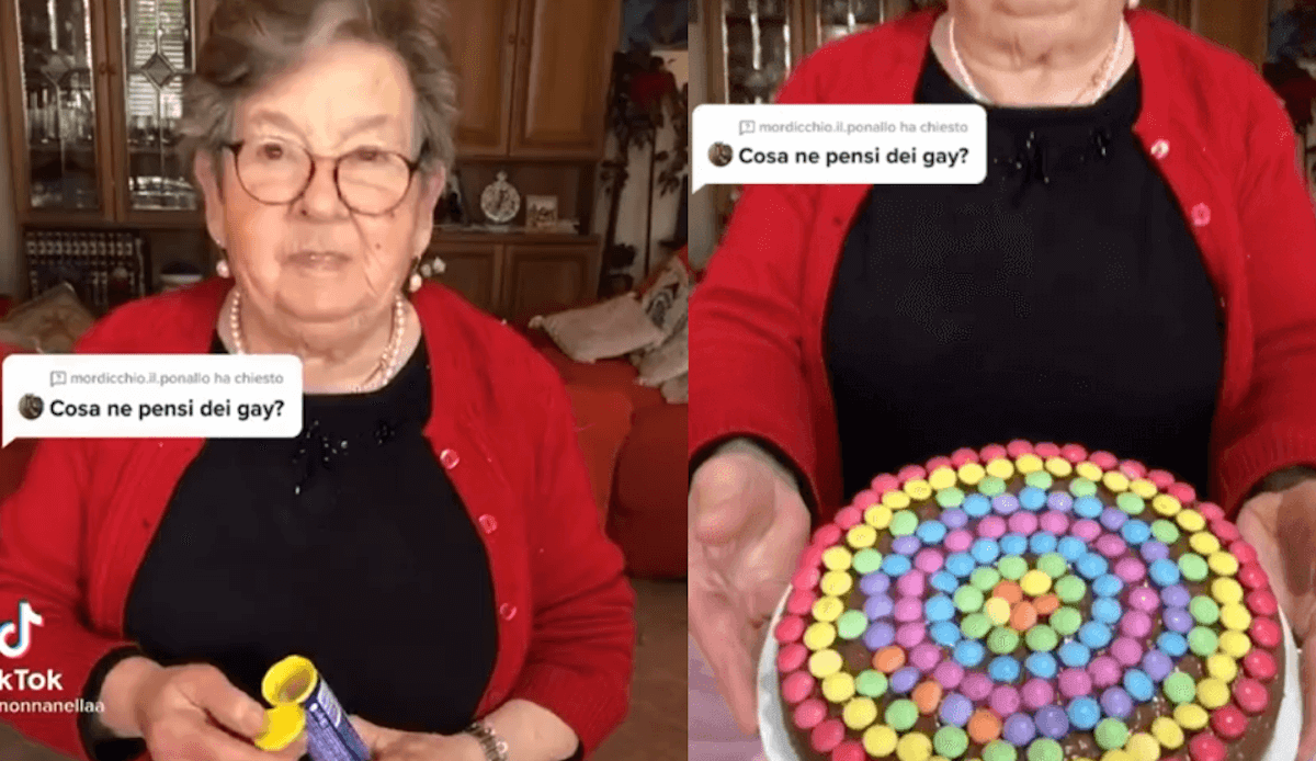 Nonna Lella virale su TikTok con la sua torta rainbow: “Viva l’amore in ogni suo colore” – VIDEO