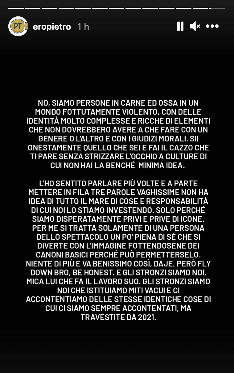 Pietro Turano torna su Achille Lauro: "è vuoto cosmico, si è appropriato di una cultura di cui non sa nulla" - Pietro Turano 10 - Gay.it