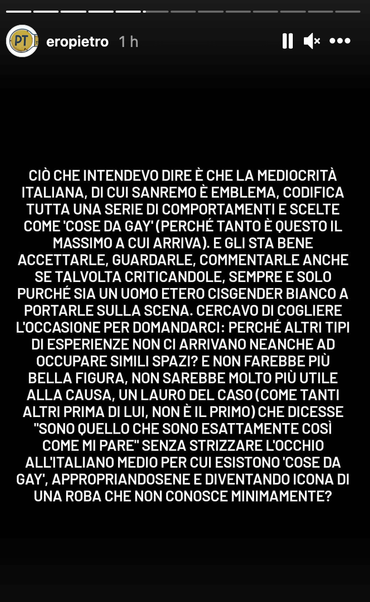 Pietro Turano torna su Achille Lauro: "è vuoto cosmico, si è appropriato di una cultura di cui non sa nulla" - Pietro Turano 3 - Gay.it