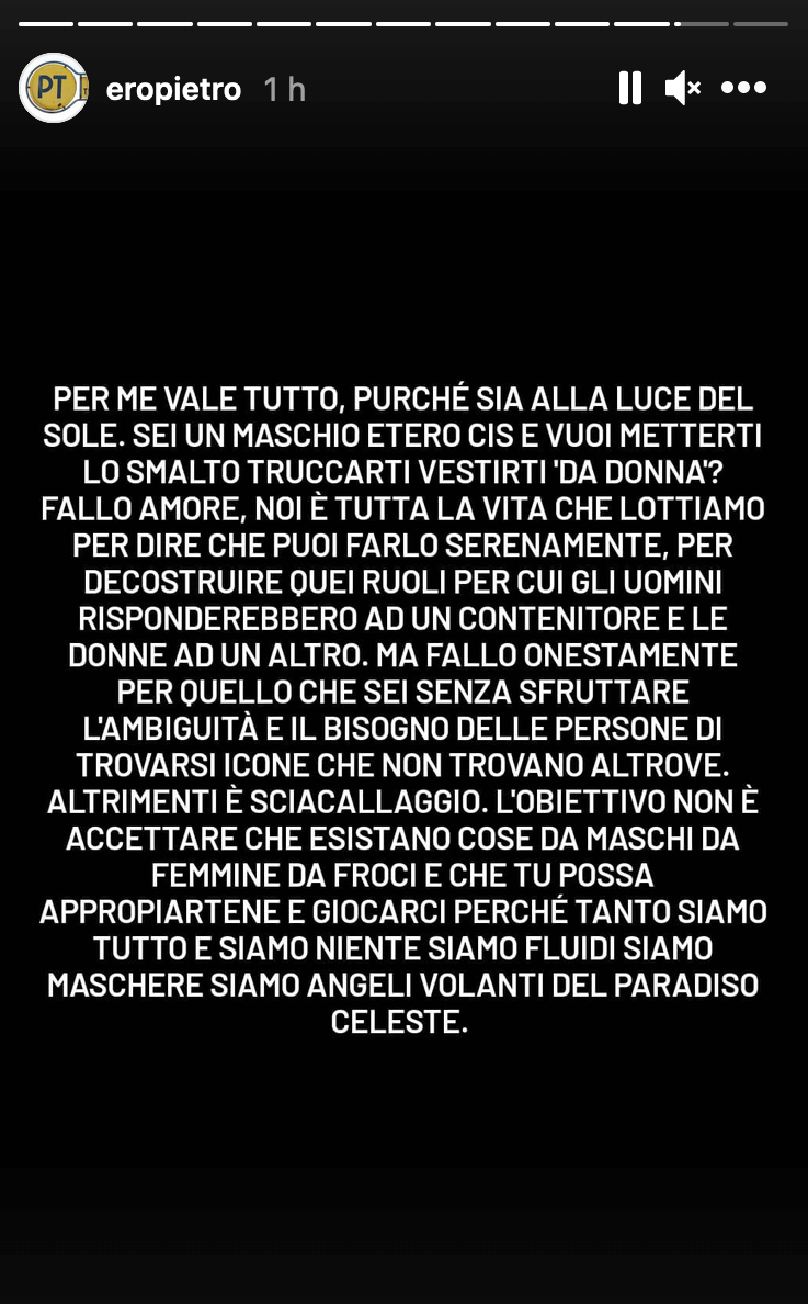Pietro Turano torna su Achille Lauro: "è vuoto cosmico, si è appropriato di una cultura di cui non sa nulla" - Pietro Turano 9 - Gay.it