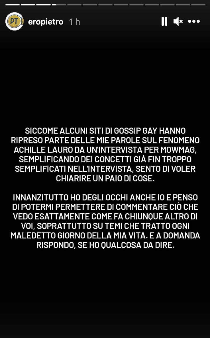 Pietro Turano torna su Achille Lauro: "è vuoto cosmico, si è appropriato di una cultura di cui non sa nulla" - Pietro Turano - Gay.it