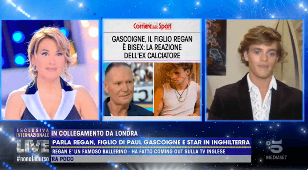 Regan, il figlio di Paul Gascoigne racconta il suo coming out a Non è la D’Urso: “Sono bisex, per me è normale” – VIDEO