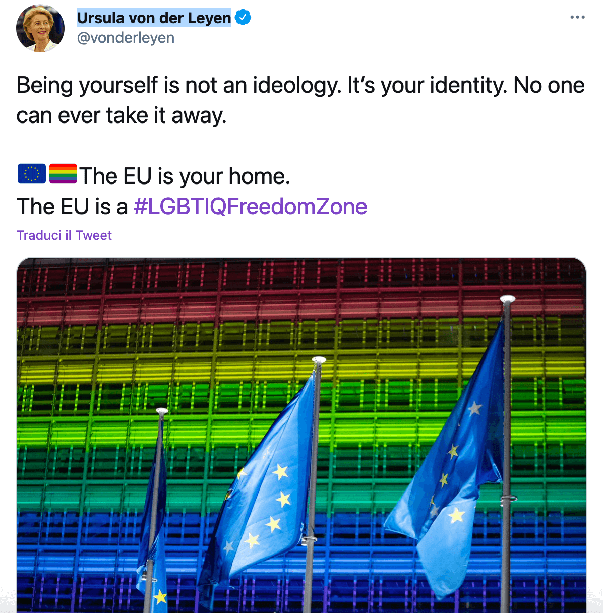 Ursula von der Leyen: "L'Unione Europea è una Zona di Libertà LGBT" - Ursula von der Leyen - Gay.it