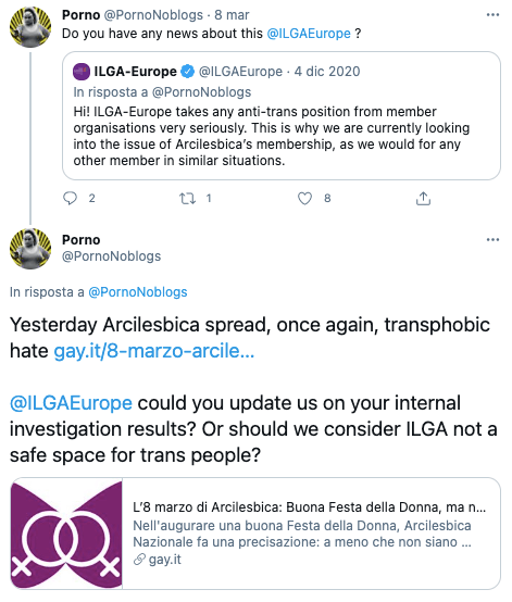 ILGA Europe espelle Arcilesbica per transfobia: "Procedure avviate, aspettiamo il completamento" - ilga arcilesbica - Gay.it