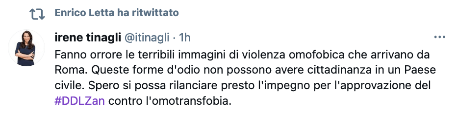 Il PD a gran voce: "Approvare al più presto la legge contro l'omotransfobia" - tinagli Enrico Letta - Gay.it