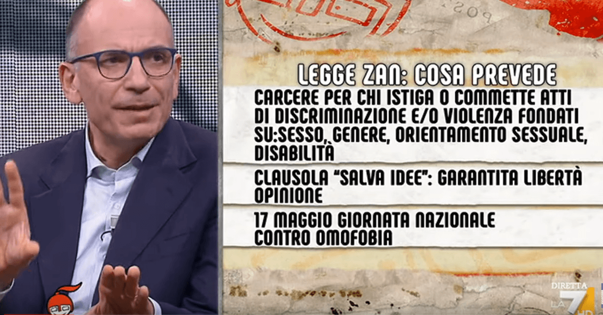 Enrico Letta: “Il DDL Zan ci porterebbe nel futuro, fuori dal Medioevo” – video