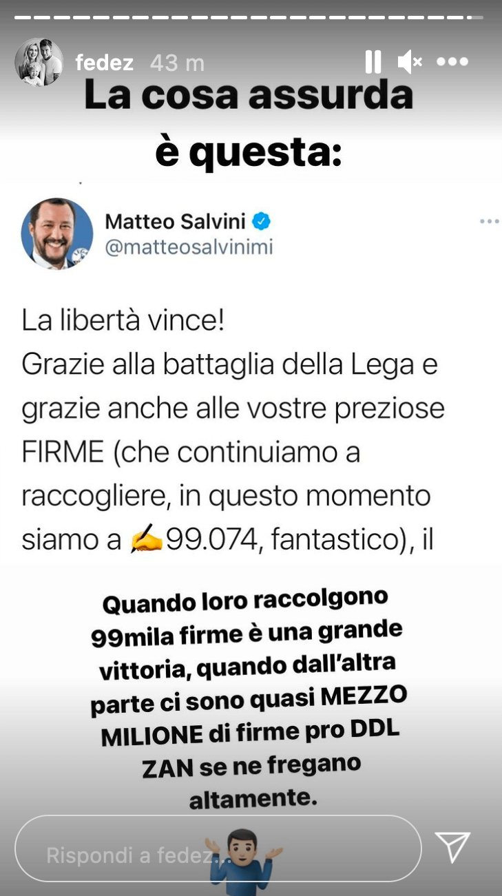 Zan: "Ostellari si è autonominato relatore per ostacolare e affossare la legge". E Fedez rilancia - Fedez DDL Zan - Gay.it