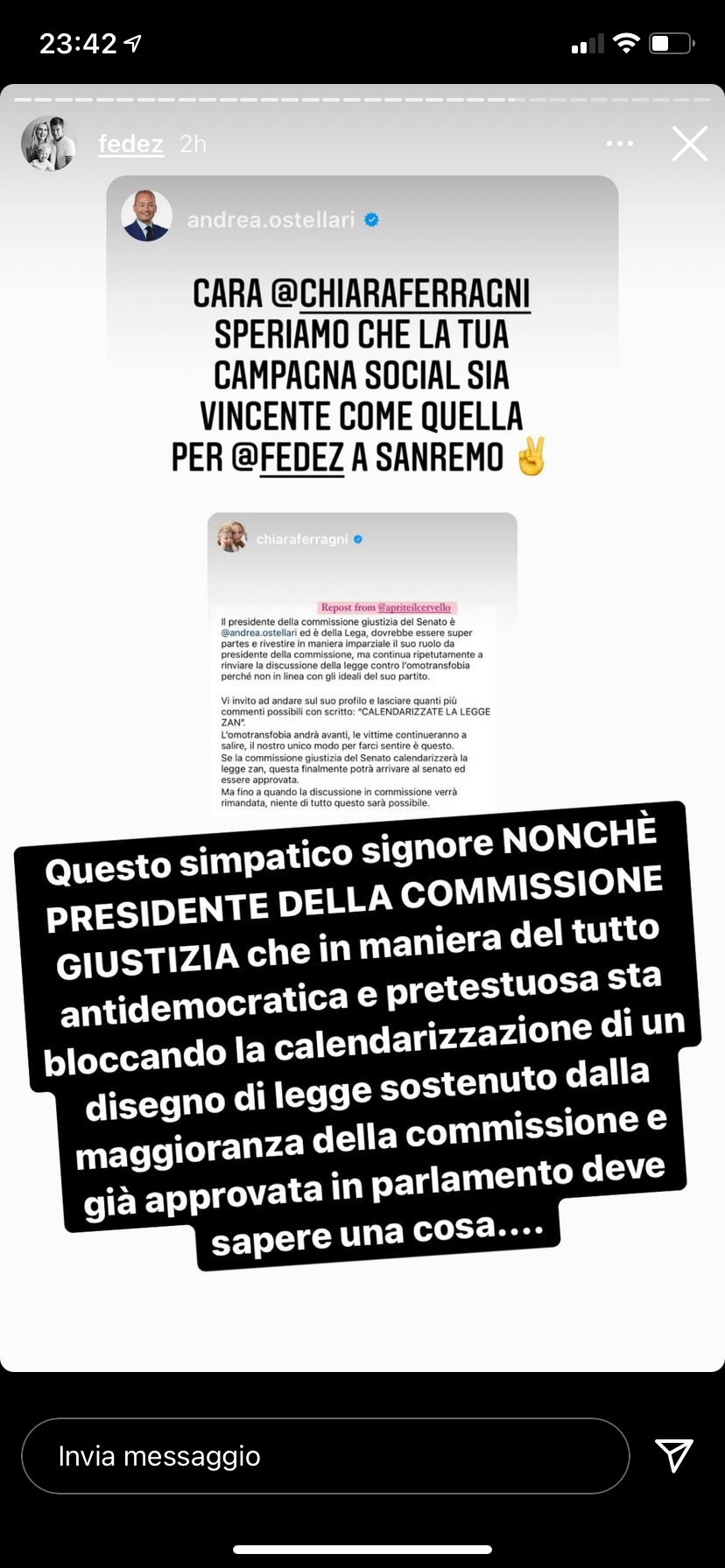 Fedez vs. Ostellari, volano stracci sul DDL Zan: "Tratta 100.000 persone come dei c0glioni" - IMG 5330 - Gay.it