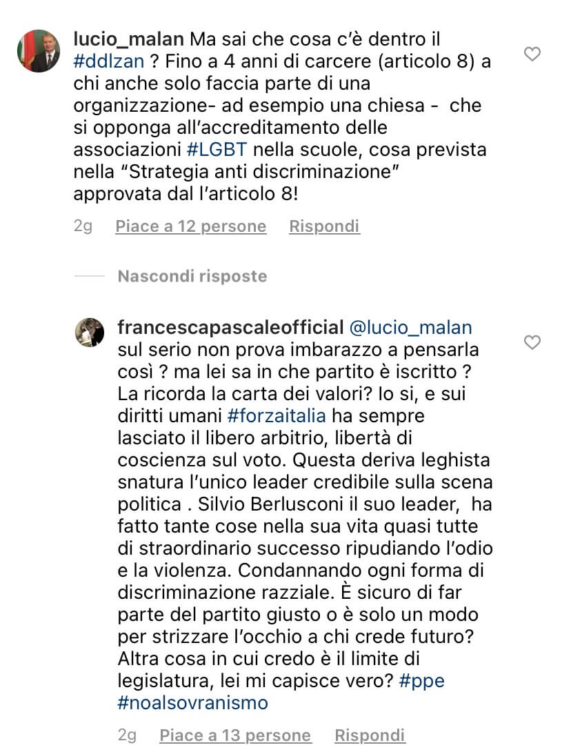 Francesca Pascale pro DDL Zan litiga con Malan e attacca Salvini: "Un pagliaccio, essere indegno" - IMG 5522 - Gay.it