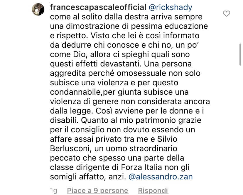 Francesca Pascale pro DDL Zan litiga con Malan e attacca Salvini: "Un pagliaccio, essere indegno" - IMG 5523 - Gay.it