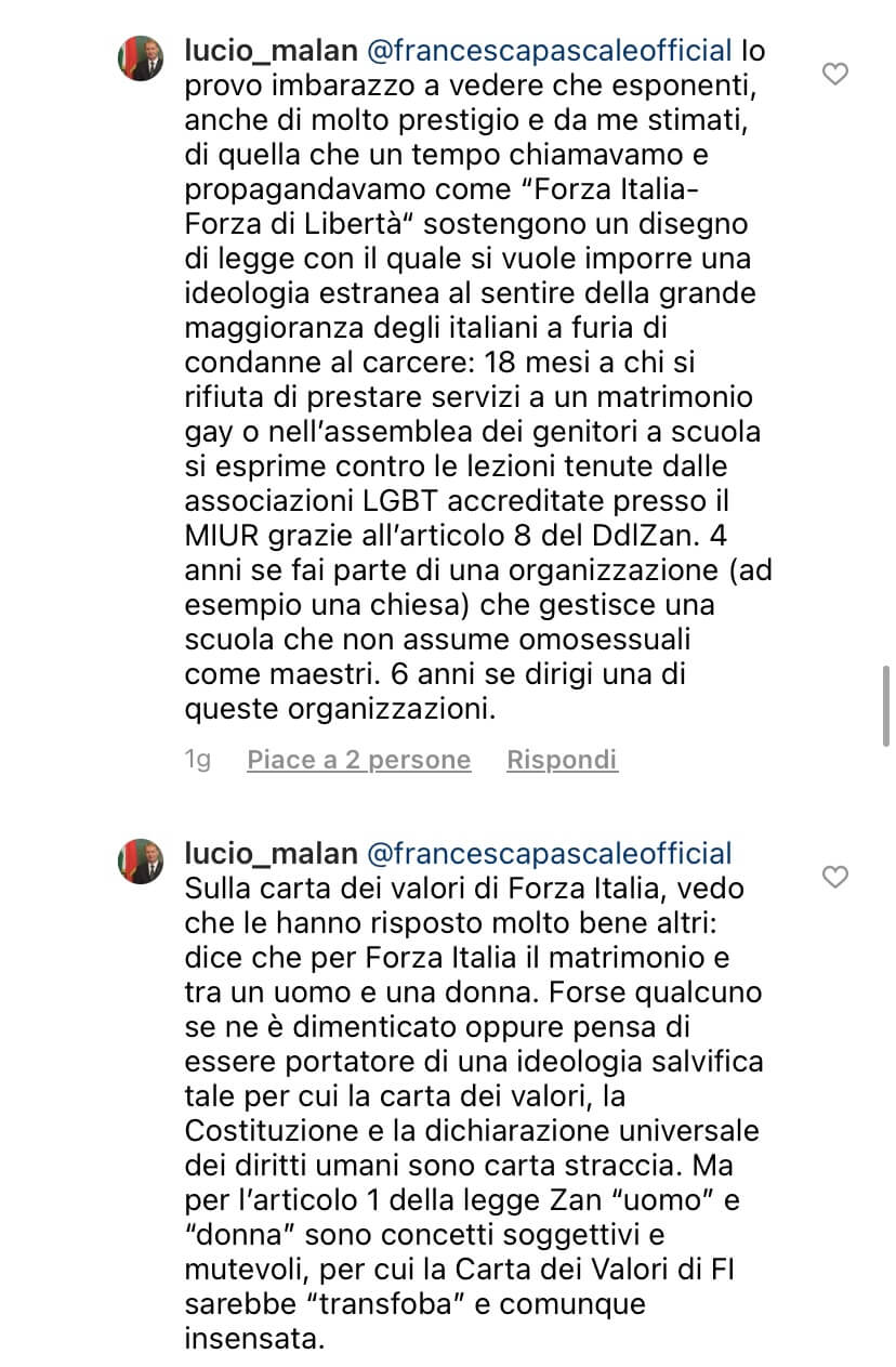 Francesca Pascale pro DDL Zan litiga con Malan e attacca Salvini: "Un pagliaccio, essere indegno" - IMG 5527 - Gay.it