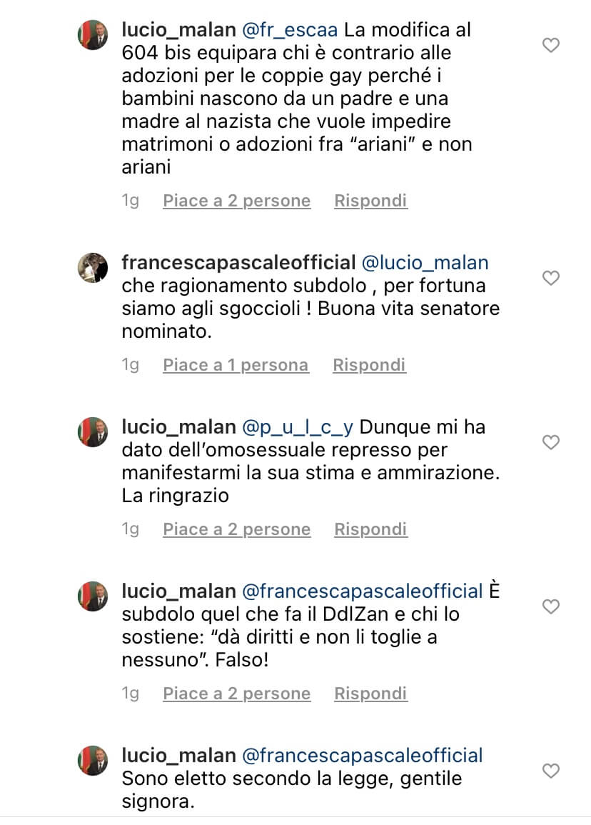 Francesca Pascale pro DDL Zan litiga con Malan e attacca Salvini: "Un pagliaccio, essere indegno" - IMG 5531 - Gay.it