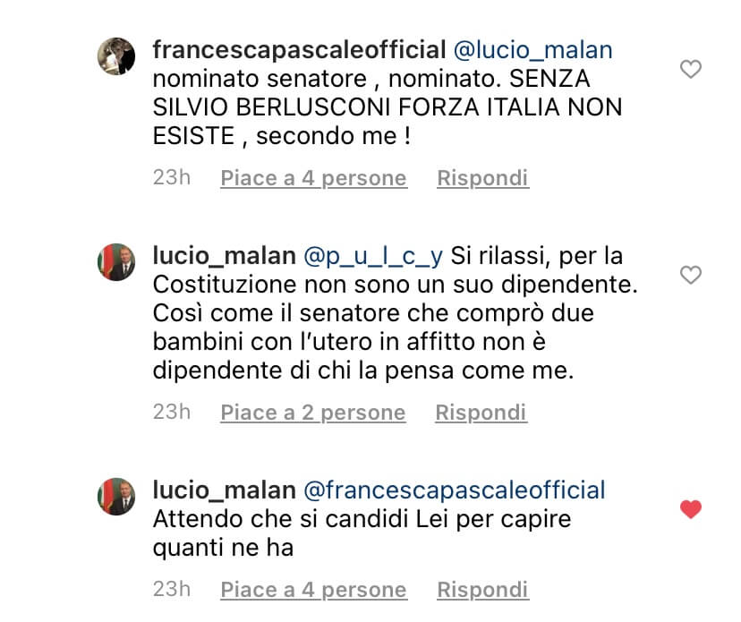 Francesca Pascale pro DDL Zan litiga con Malan e attacca Salvini: "Un pagliaccio, essere indegno" - IMG 5532 - Gay.it