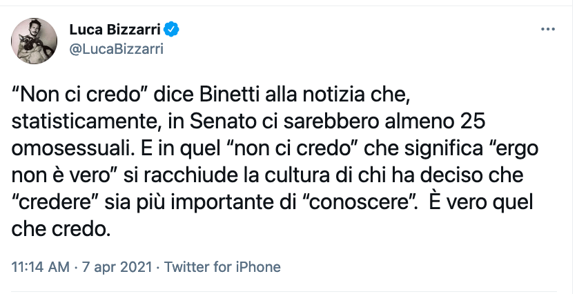 Paola Binetti: "La Giornata Mondiale contro l'Omotransfobia come il Carbonara Day" - Luca Bizzarri - Gay.it