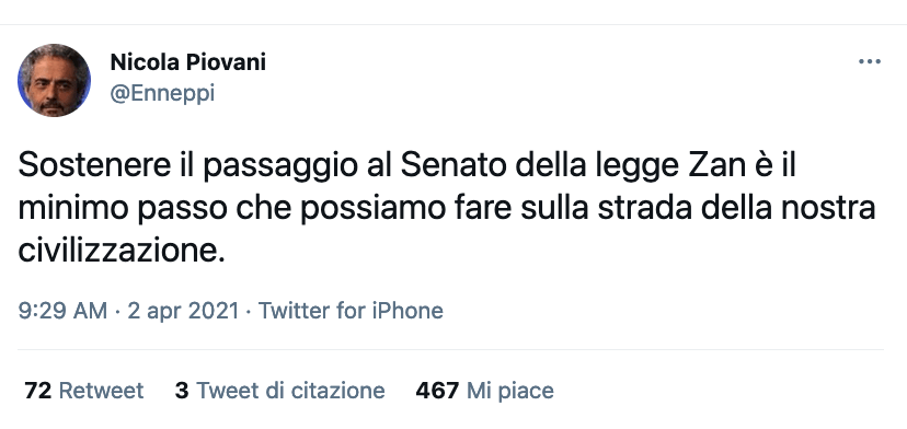 DDL Zan, il premio Oscar Nicola Piovani: "sostenerlo è il minimo passo da fare sulla strada della civilizzazione" - Nicola Piovani - Gay.it