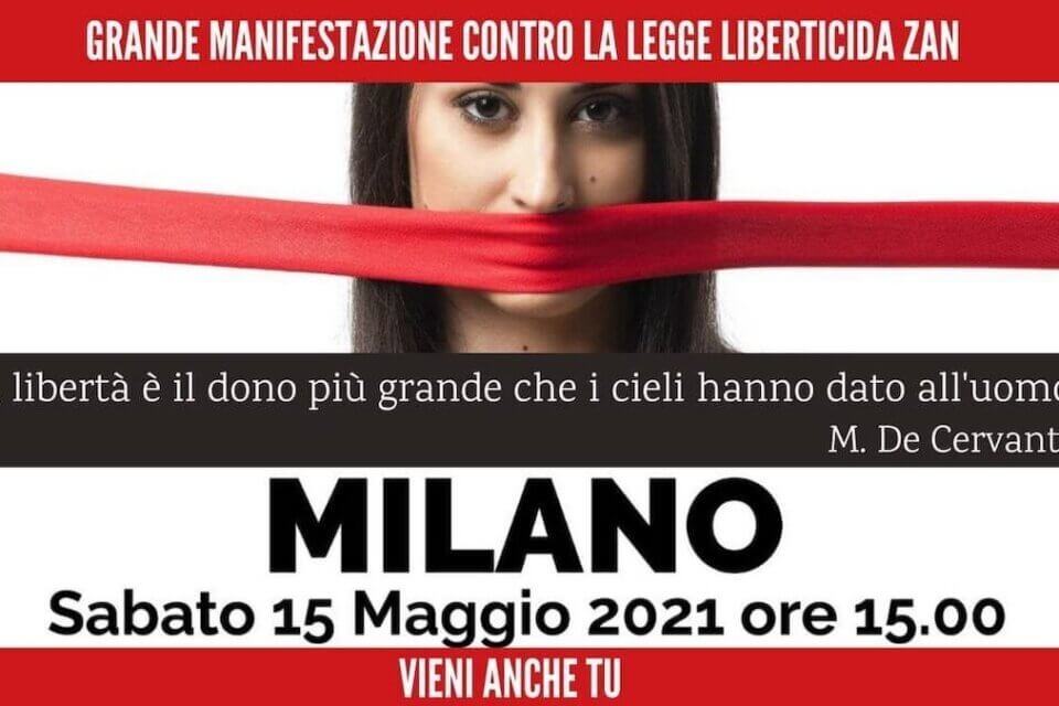 DDL Zan, il Family Day si ritrova in piazza a Milano per dire NO alla legge contro l’omotransfobia