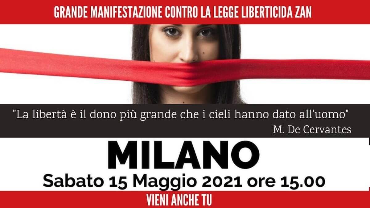 DDL Zan, il Family Day si ritrova in piazza a Milano per dire NO alla legge contro l’omotransfobia