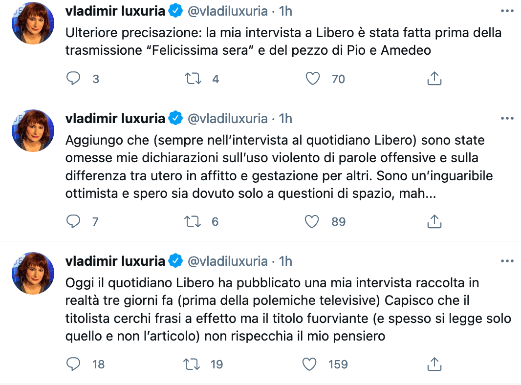 Vladimir Luxuria vs. Libero: "Fr*cio non è offensivo? Titolo fuorviante, non rispecchia il mio pensiero" - Schermata 2021 05 03 alle 10.05.04 - Gay.it