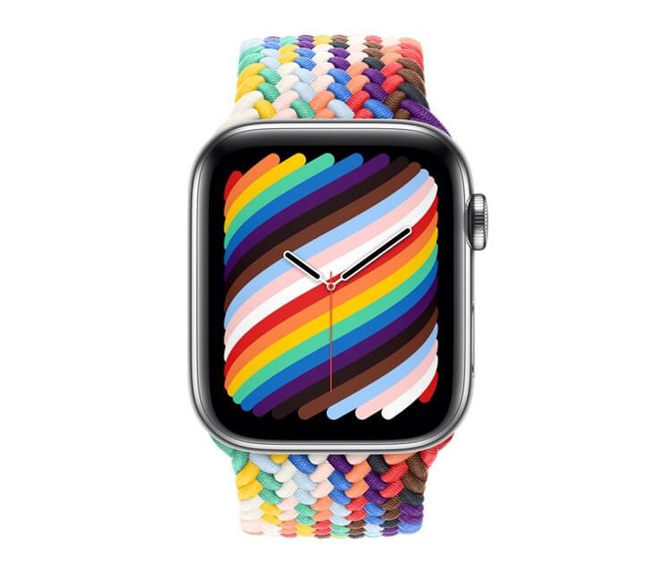 L'Apple Watch Pride Edition 2021 rappresenta anche le comunità black, latine e transgender - applewatchseries6 braidedsololoop prideedition front twitter - Gay.it