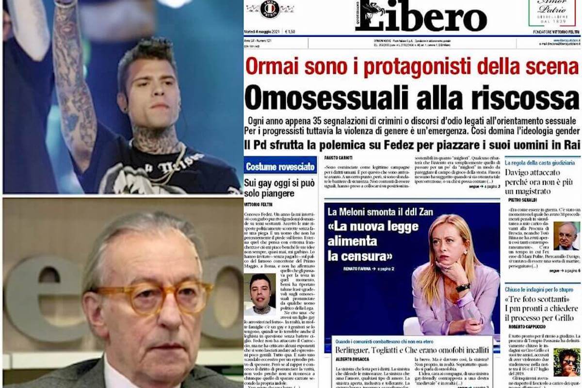 Libero senza vergogna: ‘Omosessuali alla riscossa, solo 35 casi l’anno di omotransfobia’