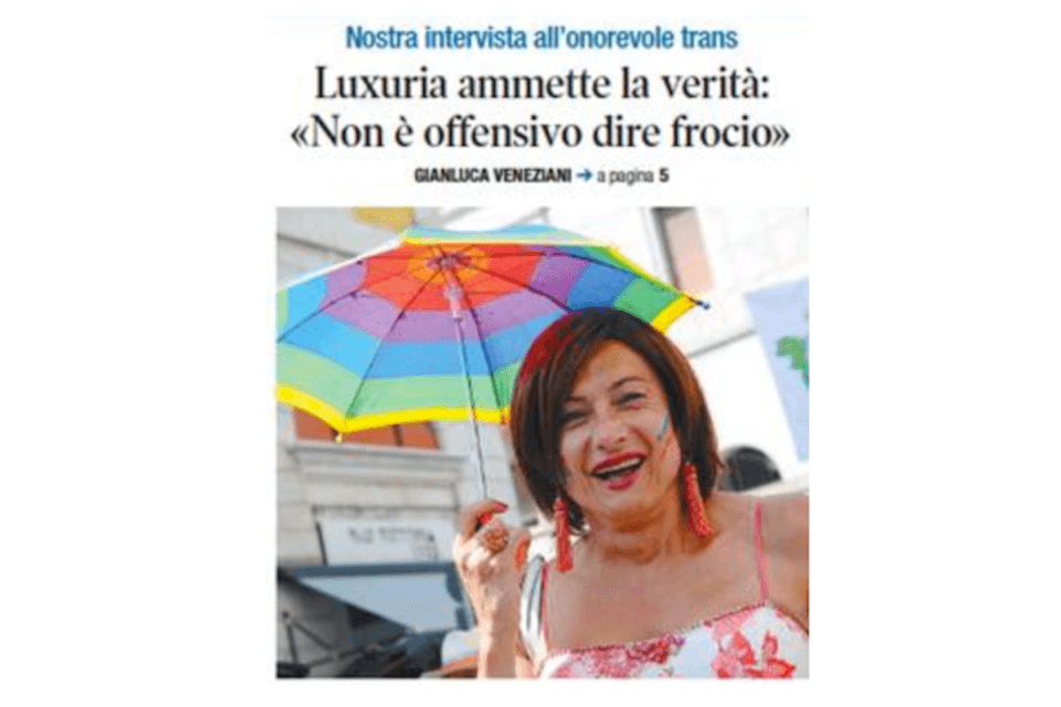 Vladimir Luxuria vs. Libero: "Fr*cio non è offensivo? Titolo fuorviante, non rispecchia il mio pensiero" - luxuria libero - Gay.it