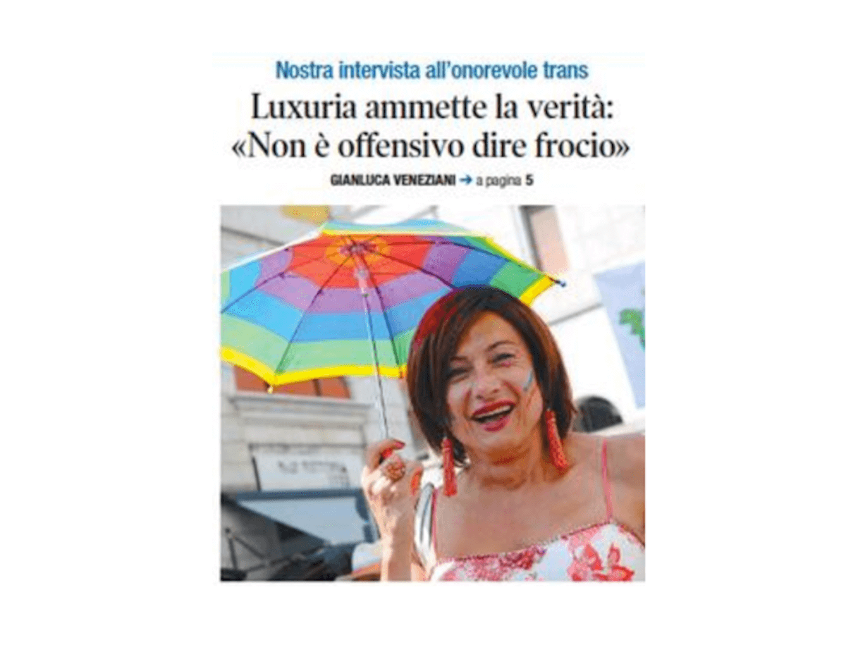 Vladimir Luxuria  vs. Libero: “Fr*cio non è offensivo? Titolo fuorviante, non rispecchia il mio pensiero”