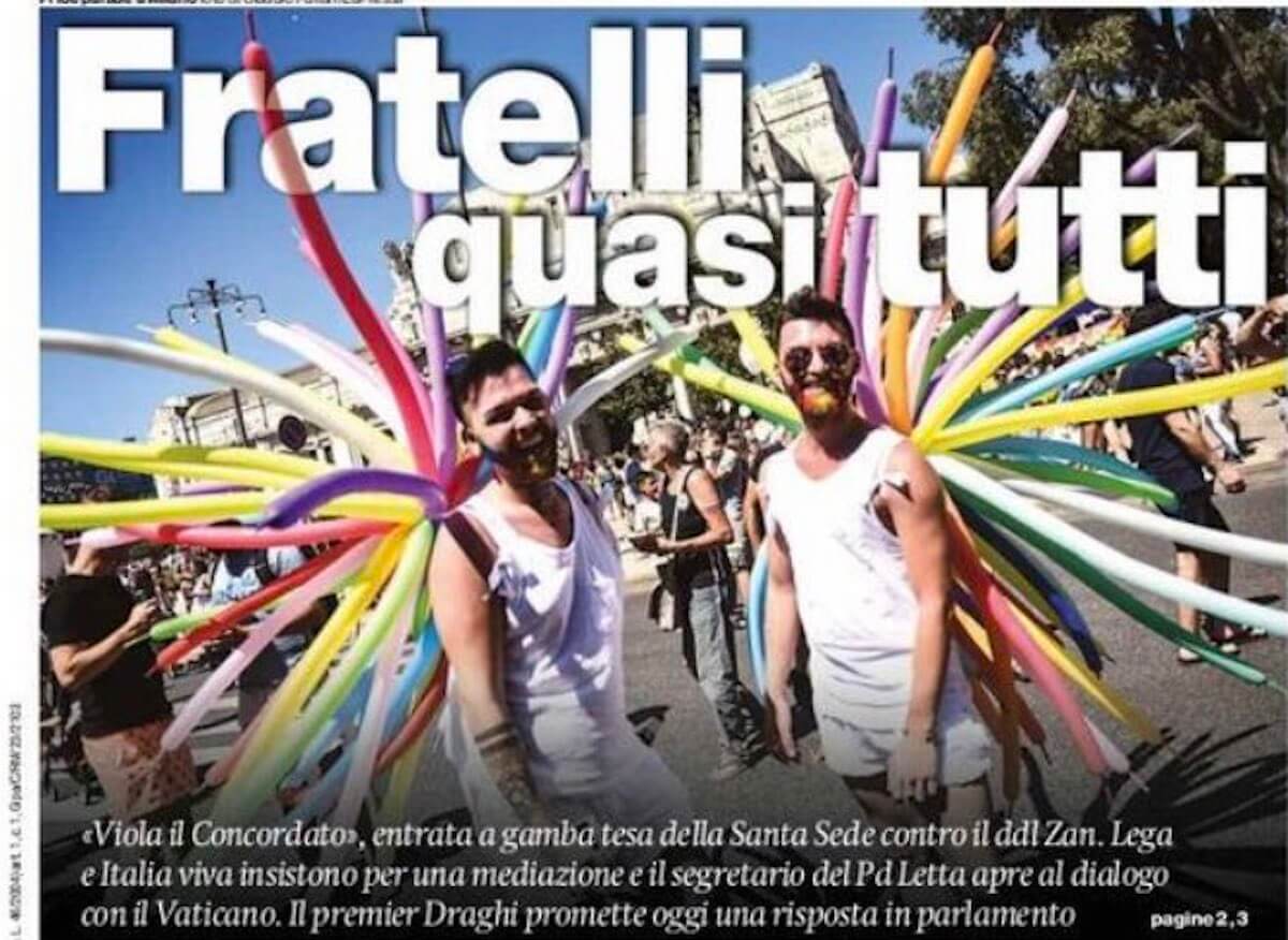 Vaticano vs DDL Zan: le prime pagine dei giornali