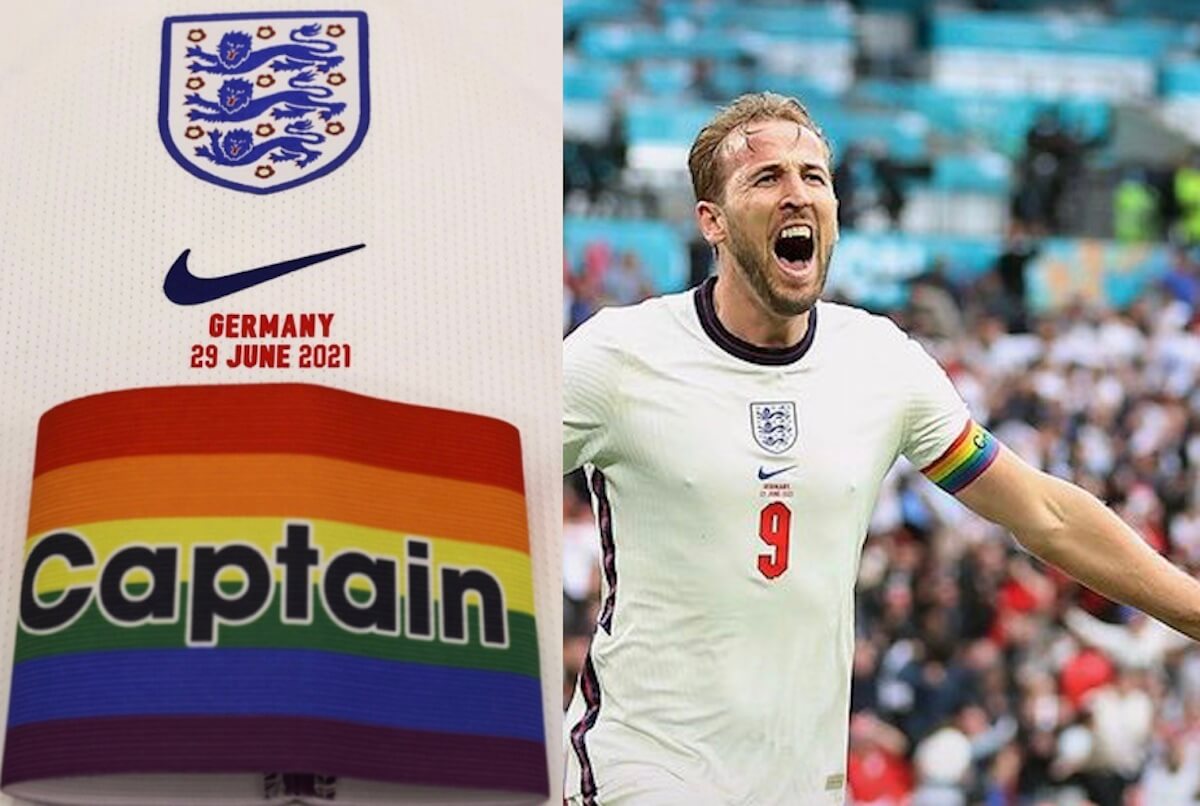 I 10 alleati LGBTQ+ internazionali del 2021 - Harry Kane uragano rainbow in campo contro la Germania - Gay.it