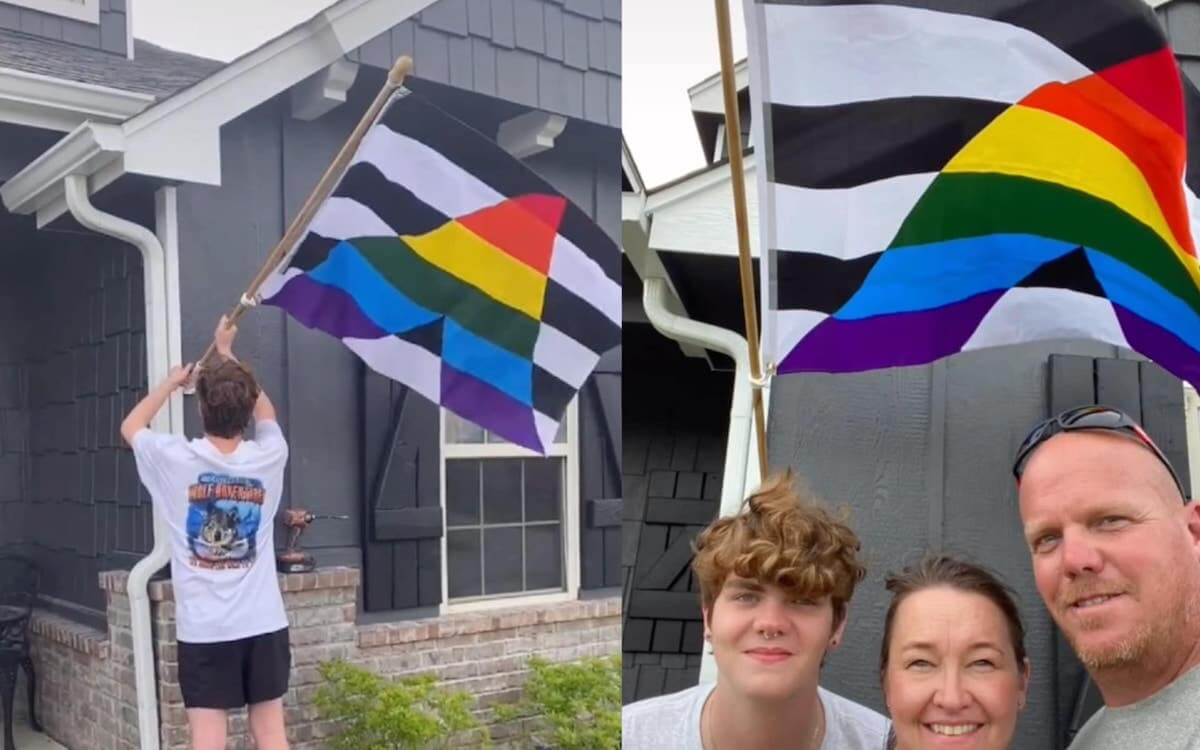 Papà sostiene figlio gay issando la bandiera rainbow: “Sciocchiamo i vicini!” – e il video è virale