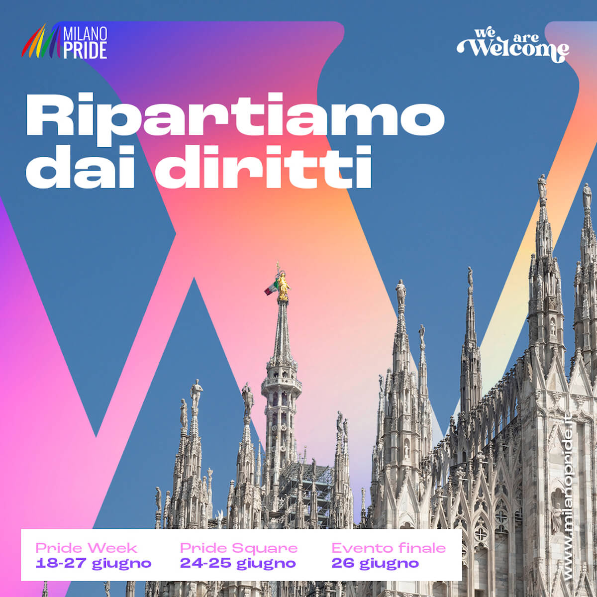 Milano Pride 2021, il programma: Arco della Pace, 26 giugno, "Riprendiamoci i Diritti" - Milano Pride 2021 Ripartiamo dai Diritti 02 - Gay.it