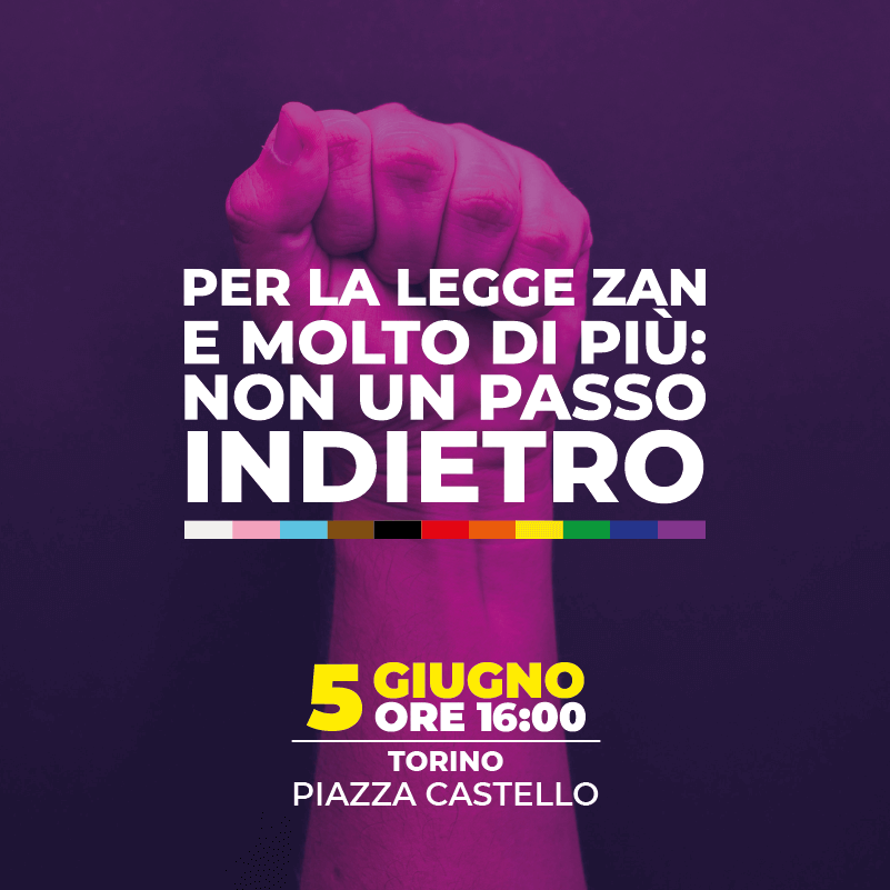 Torino, il 5 giugno tutti in piazza per sostenere il DDL Zan - Torino il 5 giugno tutti in piazza per sostenere il DDL Zan - Gay.it
