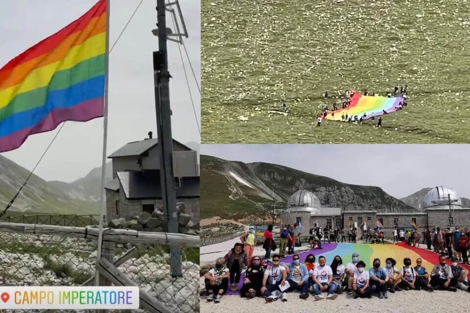 Abruzzo Pride 2021, la bandiera arcobaleno sulla vetta del Gran Sasso - abruzzo pride 2021 - Gay.it