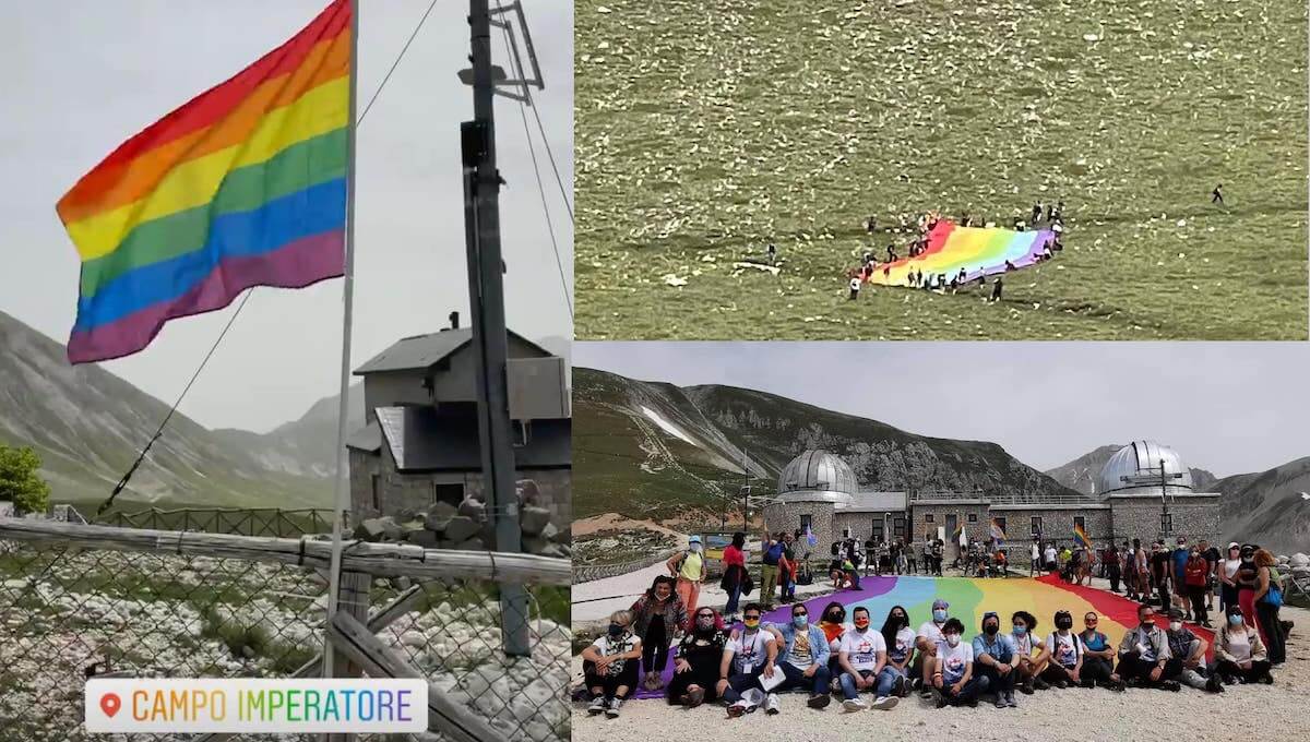 Abruzzo Pride 2021, la bandiera arcobaleno sulla vetta del Gran Sasso