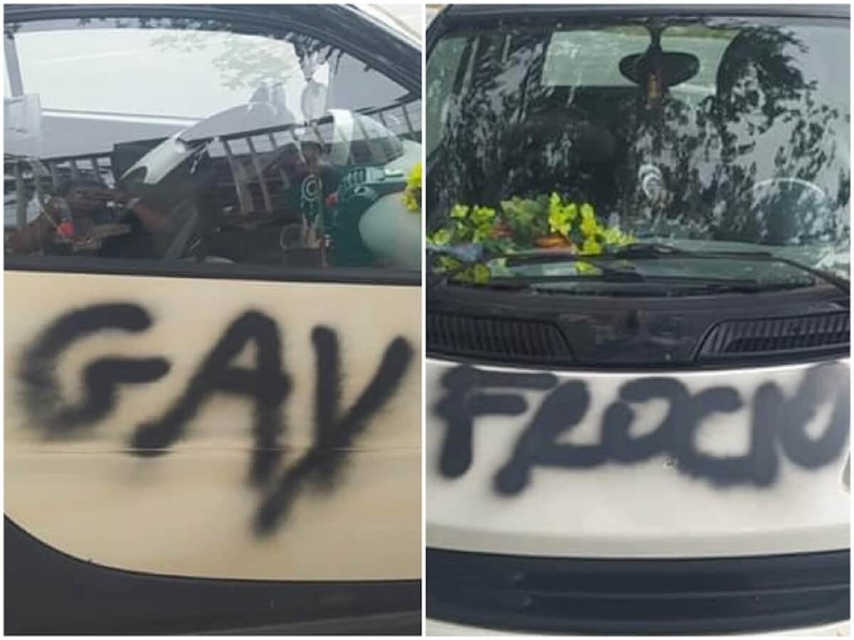 Catanzaro, omofobi vandalizzano l’auto di un attivista LGBT+ con la scritta ‘fr*cio’