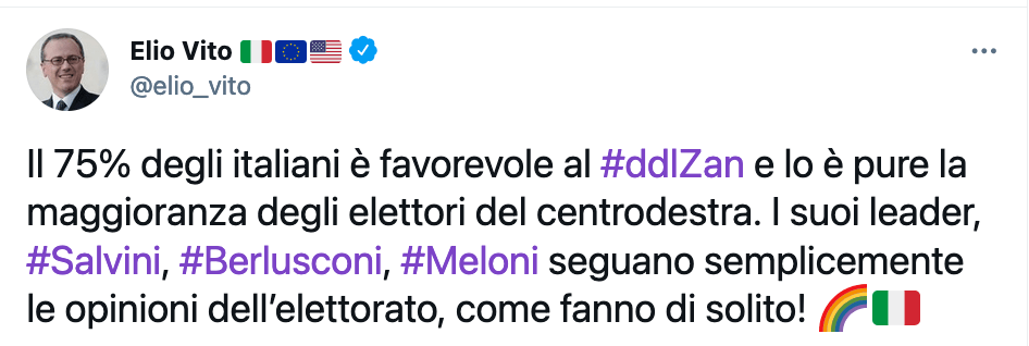 DDL Zan, il 75% degli italiani è favorevole - vincono i sì anche tra gli elettori del centrodestra - elio vito sondaggio zan - Gay.it