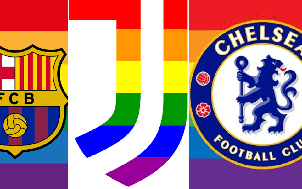 Juventus, Chelsea e Barcellona, un logo rainbow per dire basta all'omofobia nel calcio - juve arcobaleno - Gay.it