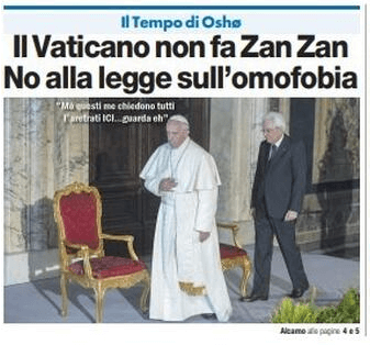 Vaticano vs DDL Zan: le prime pagine dei giornali - messaggero - Gay.it