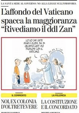 Vaticano vs DDL Zan: le prime pagine dei giornali - stampa - Gay.it