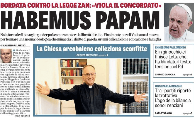 Vaticano vs DDL Zan: le prime pagine dei giornali - verità - Gay.it
