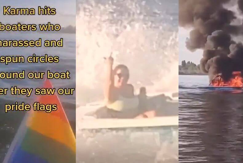 barca omofobi prende fuoco