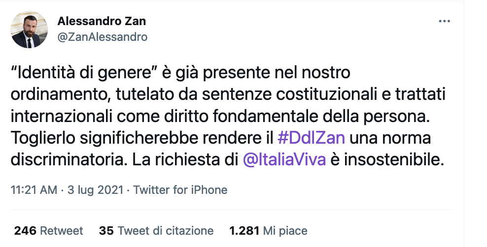 DDL Zan, applausi a Italia Viva da Salvini e Adinolfi. Il Pd: "richieste insostenibili, rifare tutto vuol dire affossarlo" - Alessandro Zan - Gay.it