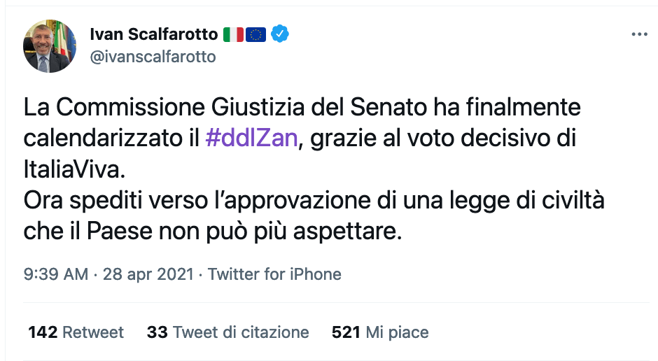 DDL Zan, quando Italia Viva lo definiva "testo equilibrato" e Scalfarotto assicurava "nessun accordo con la destra" - Scalfarotto 2 - Gay.it