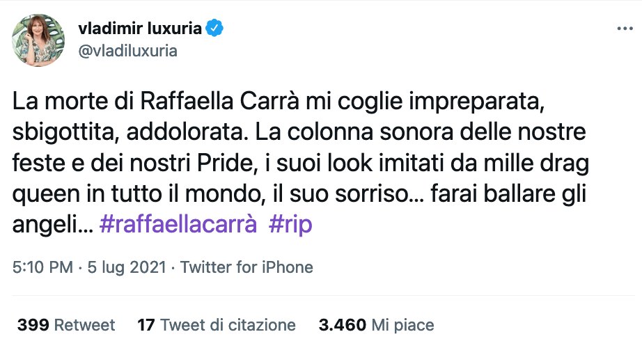 Tutti ricordano e celebrano Raffaella Carrà