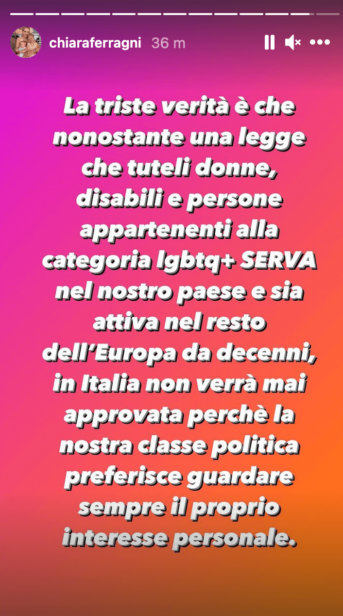 DDL Zan, scontro social tra Chiara Ferragni e Matteo Renzi: "La politica? Che schifo". E lui le chiede un contraddittorio - Schermata 2021 07 06 alle 10.59.43 - Gay.it