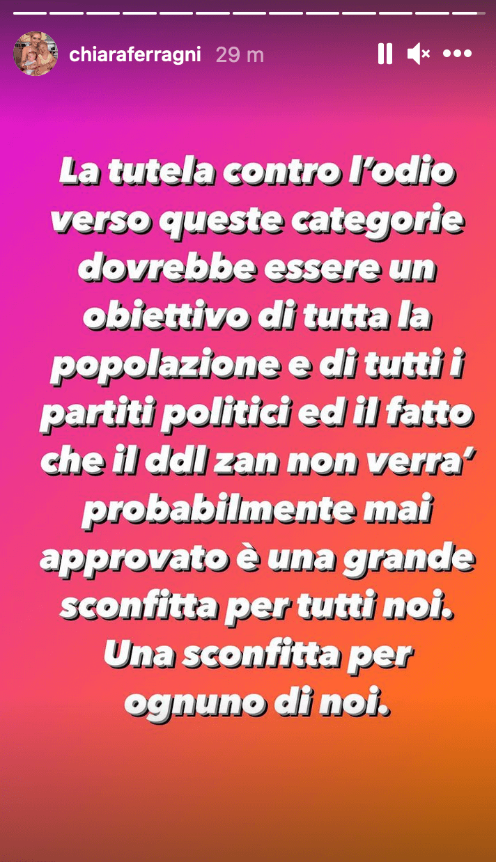 DDL Zan, scontro social tra Chiara Ferragni e Matteo Renzi: "La politica? Che schifo". E lui le chiede un contraddittorio - Schermata 2021 07 06 alle 10.59.52 - Gay.it