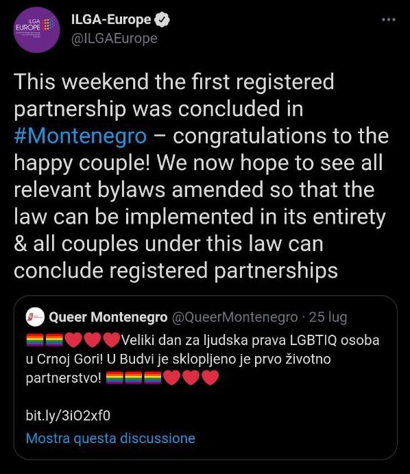 In Montenegro è stata registrata la prima unione civile tra due donne - ilga - Gay.it